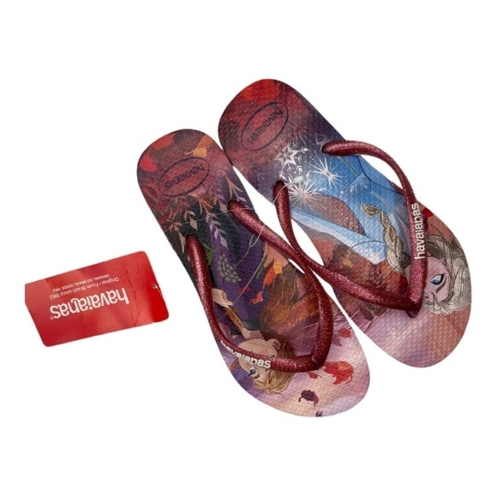 Havaianas Kid's Slim Disney Frozen Elsa & Anna Flip Flop Sandals Size 3/4 NWT - Picture 2 of 6